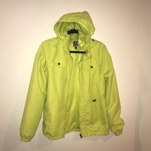 neon green volcom rain windbreaker jacket